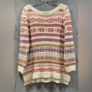 Lauren Ralph Lauren Fair Isle Tunic Sweater Boat Neck Womens Size 3X